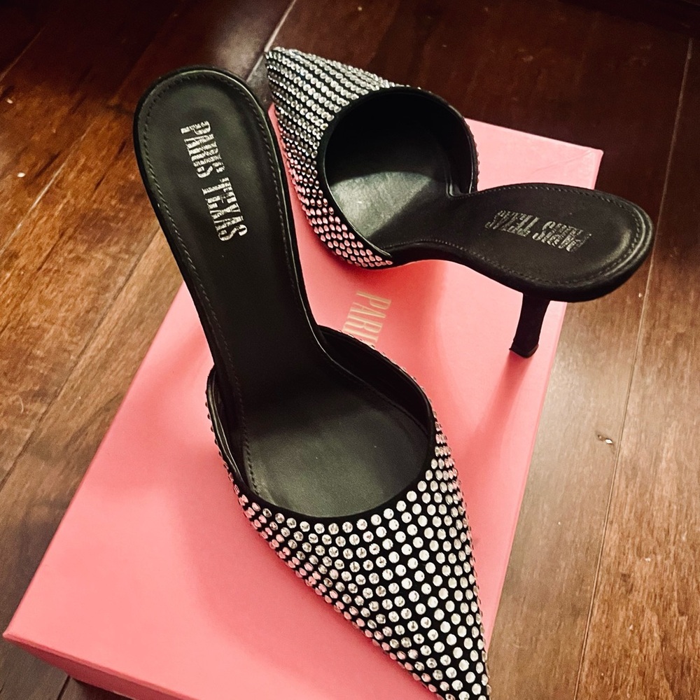 Paris Texas Black and Silver Studded Heels - Picture 3 of 6